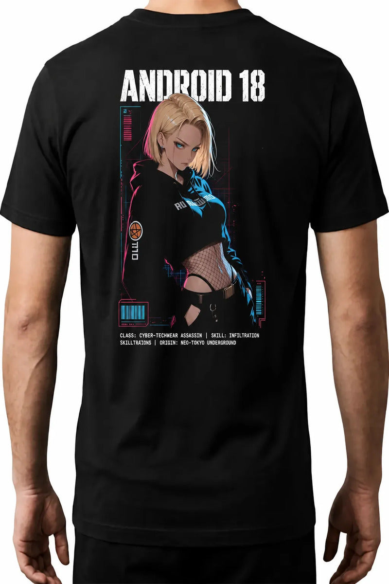 Playera Androide 18 Dragonball Waifu Anime